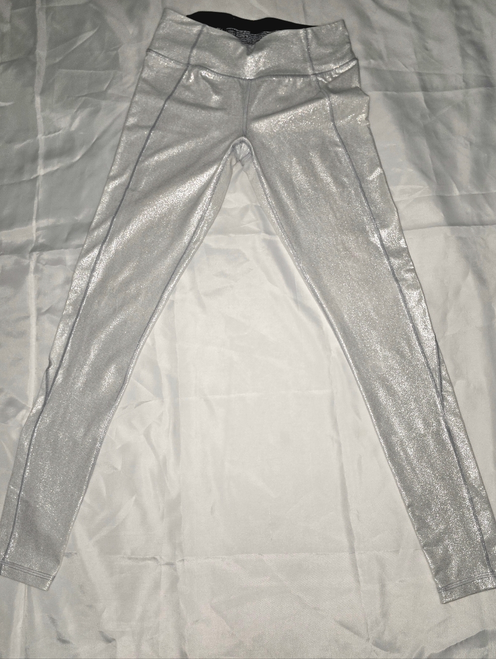 Victoria Sport Silver Metallic Leggings XS High Rise Shimmer Athletic Gym #29